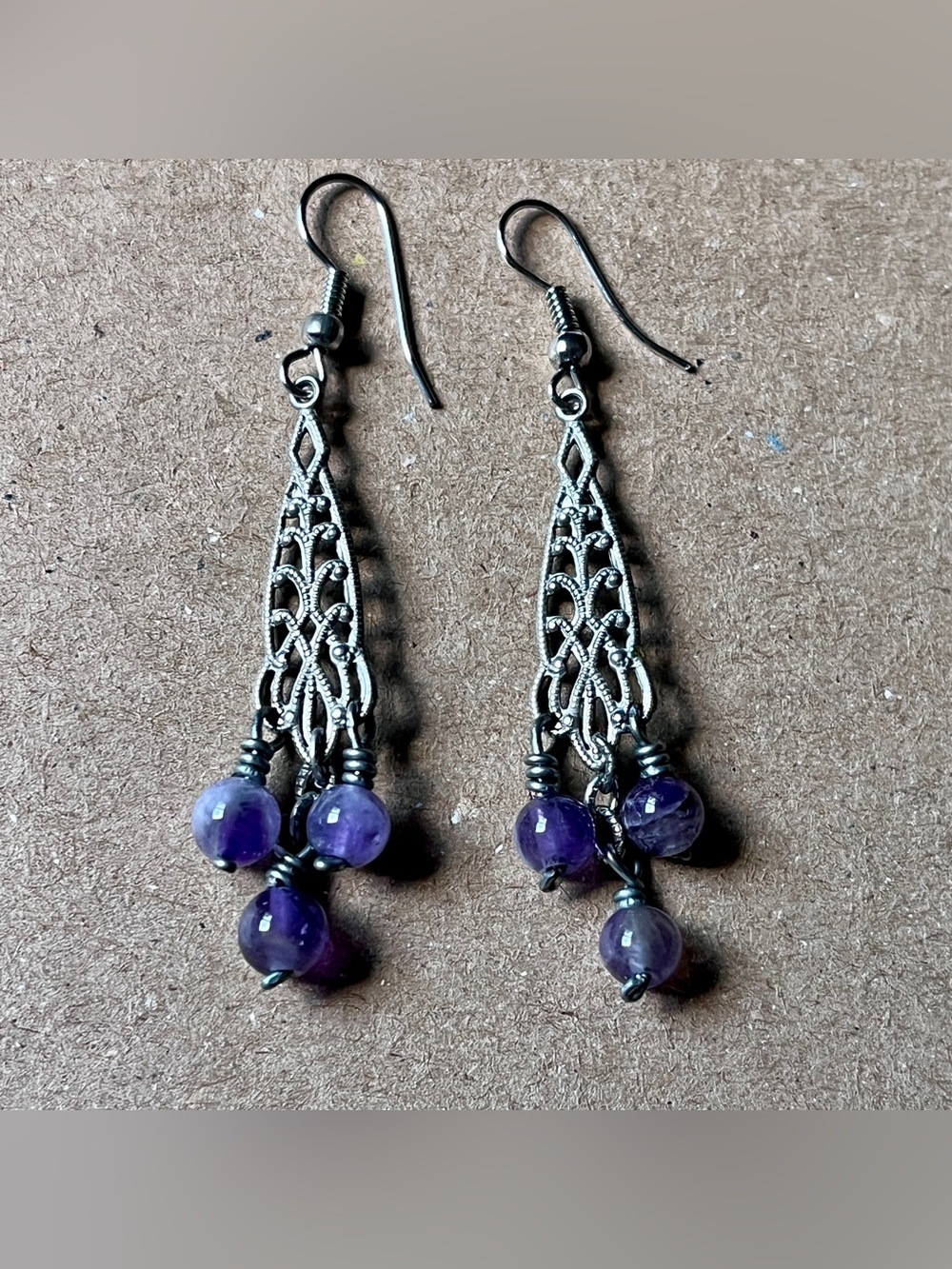 Vintage amethyst dangle earrings